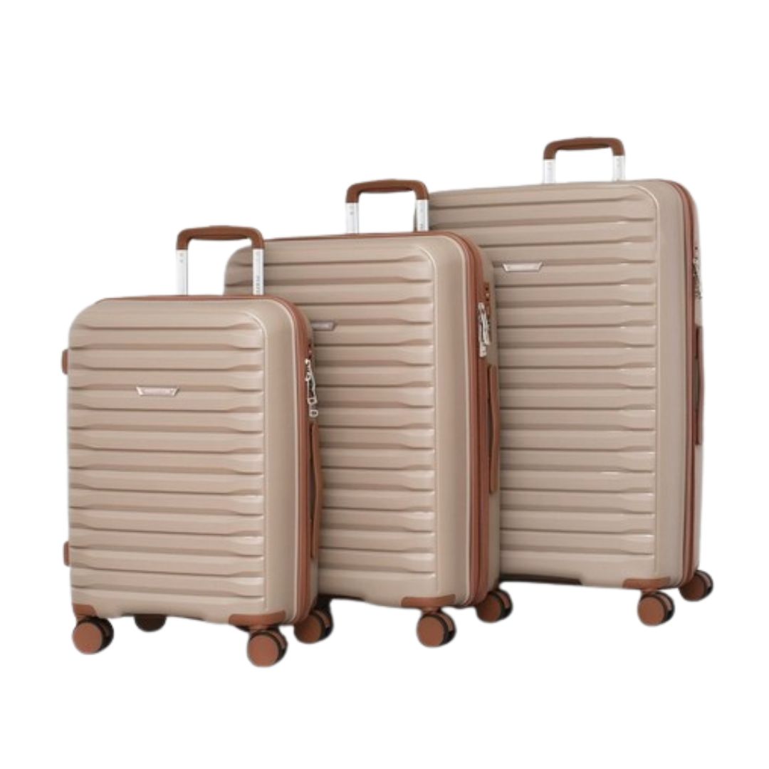 Set-de-3-trolere-rigide-din-polipropilena-cu-4roti-duble-maro-deschis