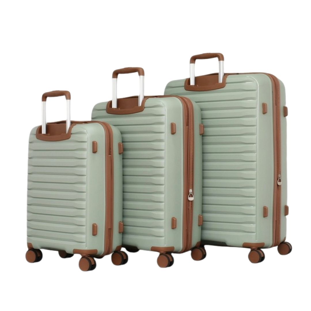 Set-de-3-trolere-rigide-din-polipropilena-cu-4roti-duble-verde