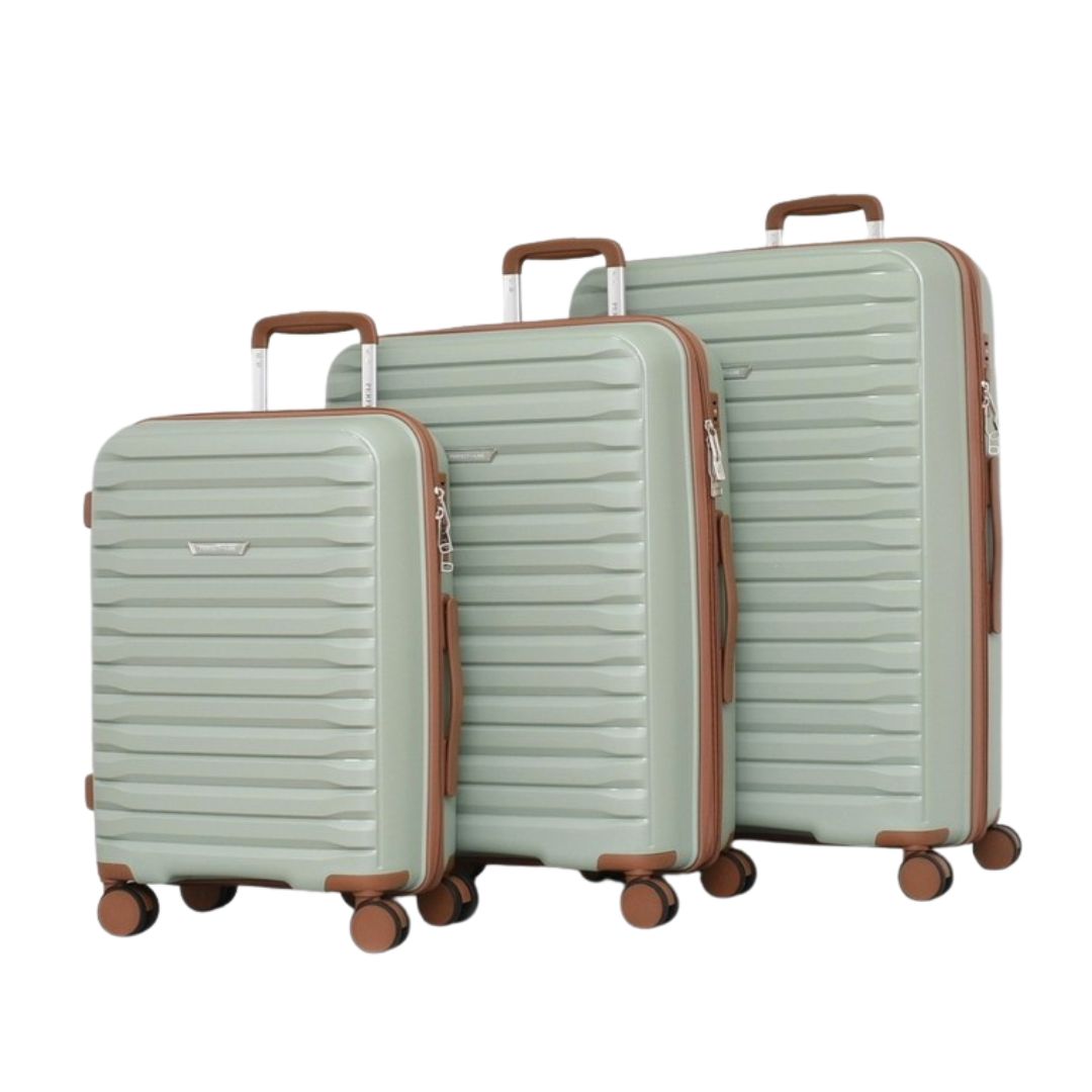 Set de 3 trolere rigide din polipropilenă cu 4 roți duble