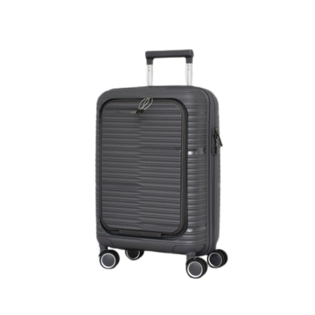 Troler-cabina-55-36-20-cm-cu-buzunar-frontal-si-laptop-15.6-polipropilena-gri